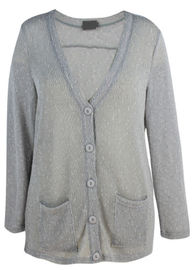 Buttons Front Ladies Casual Cardigans With Two Pockets Knitted Technics