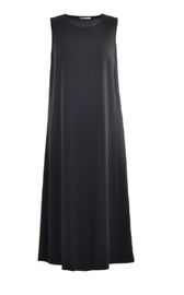 Black Color Women's Plus Size Long Straight Dresses Without Sleeve