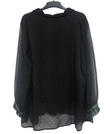 Black Long Sleeve Blouse Cotton / Spandex Material Women'S Clothing Tops