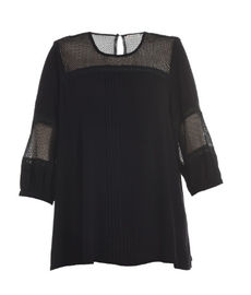 Long Sleeve Plus Size Ladies' Chiffon Tops With Mesh Combined-Nice Figure Shape