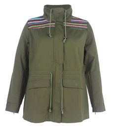 Autumn / Winter Cool Womens Coats Stripe Design With Zipper Decoration
