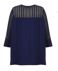 Casual Fashion Ladies Blouse With V Neck Two Fabric With Plus Size Style