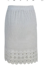 White Color Straight Womens Fashion Skirts Lace Design With Lined Size S - XXL