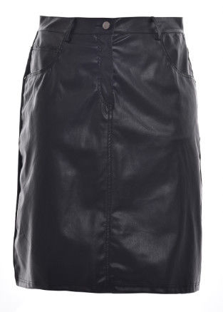 Office Wear Black PU Leather Skirt , Ladies Knee Length Skirts Size XS-XXL