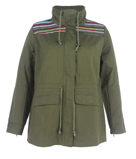 Autumn / Winter Cool Womens Coats Stripe Design With Zipper Decoration